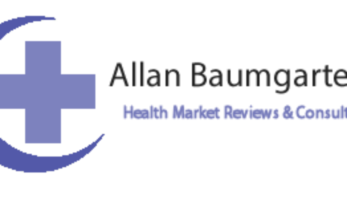 A blue and white logo of allan baumgarten